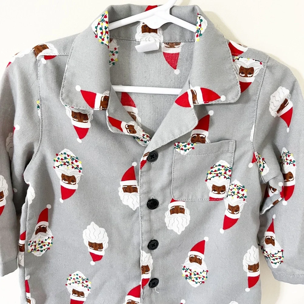 Old Navy Unisex Holiday-Print Santa Walnut Pajama Set Size 12-18 Months - Picture 5 of 11